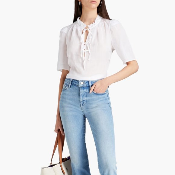 Frame Denim | Tops | Frame Ruffled Ramiegauze Top | Poshmark